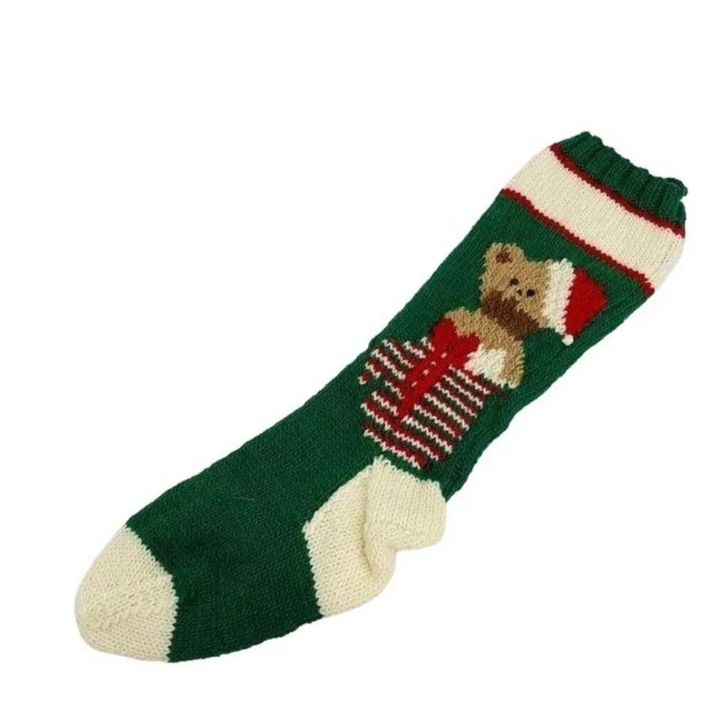 Vintage Teddy Santa Hat Present Stocking